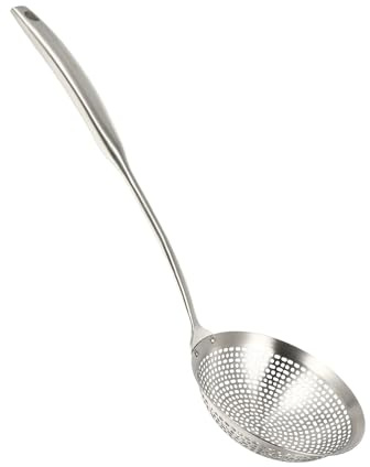 NOLITOY Schiumarola in Acciaio Inossidabile con Manico Ergonomico e Appendibile Colino per Pasta e Frittura Sicuro e Facile da Pulire Strumento Cucina Resistente e Pratico per Filtrare