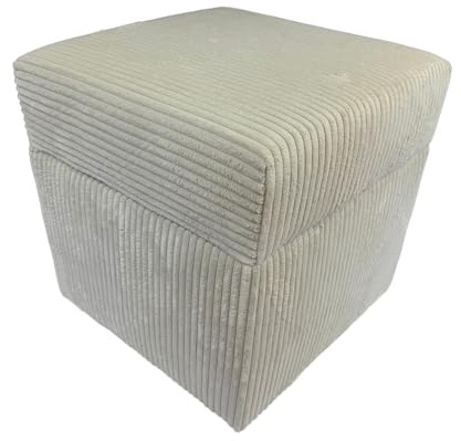 Max Mebels Cord-Hocker POSO 40x40 cm gepolstert quadratisch mit Stauraum – aufklappbarer Sitzhocker für Wohnzimmer – Hellbeige
