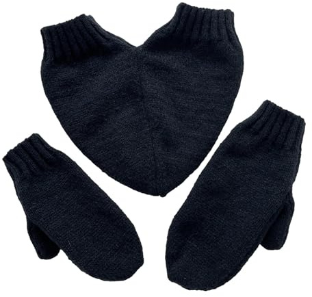 Chatonshen Guantes de Pareja de 3 Piezas, Guantes de Punto para, de Invierno con Diseño Especial para Parejas, para Trineos Y Acampadas, Negro