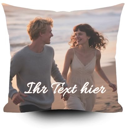 Umitive Personalisierte Kissen mit Foto und Text, Doppelseitig bedrucktes Individualkissen für Kinder, Freunde, Eltern und Paare, Ideales persönliches Erinnerungsgeschenk (Einsatz optional) (Style F)