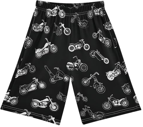 foixnub Pajama Shorts Motorbike Bike Motorcycle Black Sleep Pants Lounge Bottoms Elastic Waist with Pockets 6-14 Years