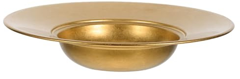 OSOLADY Plato de Acero Inoxidable Dorado de 26 CM para Pasta y Aperitivos, Diseño Vintage Italiano, Plato Profundo para Servir Ensaladas y Sopas en Cenas