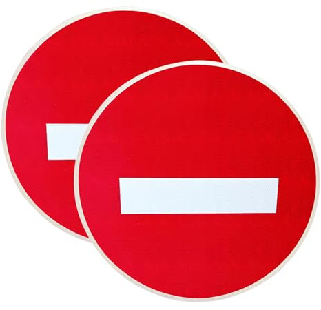 Lot de 2 panneaux de sécurité « Sens interdit », rouges et blancs, en aluminium de 1,5 mm, résistants à l'eau et aux UV, pour allées, commerces et chantiers. (Rouge, 40cm)