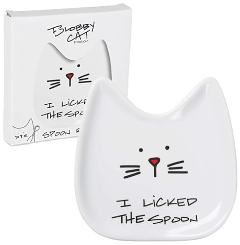 Pavilion Gift Company Blobby Cat, Cat Löffelablage Ich aufgeleckt der Löffel, 12,7 cm weiß