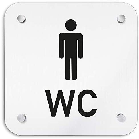Türschilder24 Aluminium Wandschild 200 x 200 mm • WC Herren • Hinweisschild - Türschild aus 1,5 mm starkem Aluminium • Inklusive Befestigungsmaterial + Wandmontage