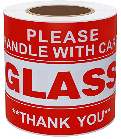Hybsk Glasaufkleber, 7,6 x 12,7 cm, Aufschrift Handle with Care (7,6 x 12,7 cm)