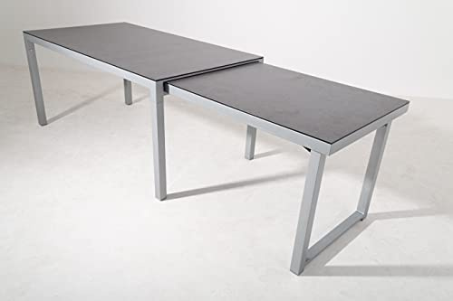Gardissimo Luxus Aluminium Ausziehtisch Faro Silber, 160/260 x 90 cm | Keramik