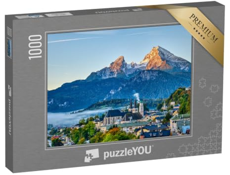 puzzleYOU: Puzzle 1000 Teile „Watzmann und die Stadt Berchtesgaden in den bayerischen Alpen, Deutschland“ – aus der Puzzle-Kollektion Europa, Watzmann, Landschaft, Berchtesgaden, Berge & Täler