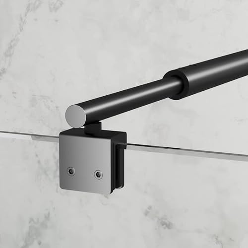 WDWRITTI 70cm Dusche Stabilisator, Stabilisierungsstange Dusche kürzbar und winkelbar, 6-10 mm Glas, Dehnbar 73cm-123cm, Haltestange für Glas/Wand Stabilisation, Schwarz