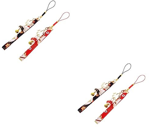 Alipis Anime Tasche 4 Stück Glückskatzen-anhänger Katzen-schlüsselanhänger Maneki Neko Glücksanhänger Kamera-aufhängeband Glückskatzendekore Handy-anhänger Zartes Glücklich Telefon Flanell Japan