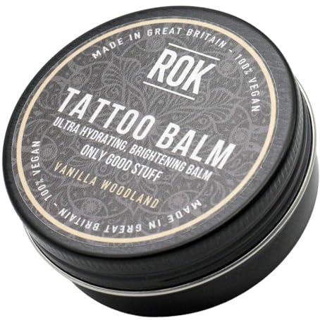 ROK Tattoo Aftercare Balm | Healed Ink Colour Retention | Baobab Oil Papaya Vitamin E Shea Butter | Vegan UK-Made Tattoo Balm | Vanilla | 50g