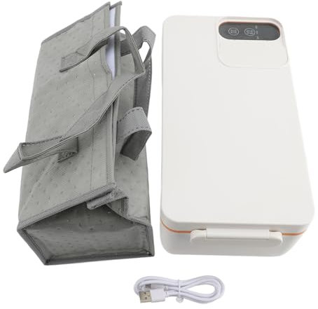 WOHPNLE Lunch Box elettrico per adulti, scaldavivande riscaldato in acciaio inossidabile 316 da 1 litro per camion per auto da lavoro, scaldavivande portatile scaldavivande (White)