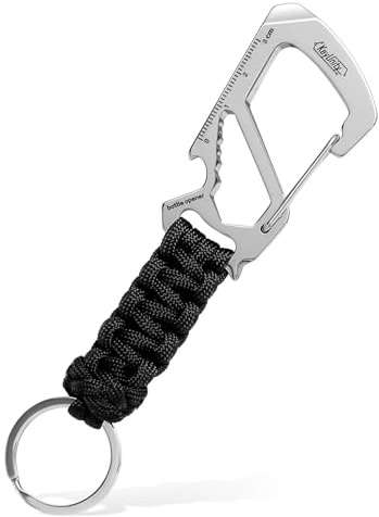 KeyUnity KC00 Paracord Keychain Carabiner Clip, 550 Parachute Lanyard Multitool for Outdoor, Backpacks, Men & Women (Black)