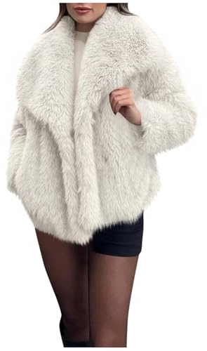 Wyongtao manteau fourrure femme Mode veste en Fausse unie Polyvalent Manteau Cardigan ouvert sur le devant épaissi blouson Fourrure chic pour la fête veste polaire femme à revers en peluche