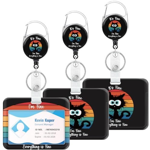 Epaing Katze Ausweishülle mit Clip, Kartenhülle mit Schlüsselanhänger Ausziehbar, Kartenhalter Ausweis Krankenschwester Zubehör, Ausweishalter für Büroangestellte Lehrer Student Geschenke