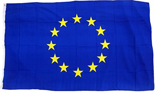 Top qualité - Drapeau d'Europe EU Union Européenne, 250 x 150 cm, extrêment résistant aux déchirures, pas d'article bon marché de Chine, poids du tissu env. 100 gr/m², très robuste, oeillets en laiton extra solides - multiples coutures autour, idéal