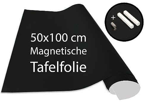 Cuadros Lifestyle Pellicola Magnetica 100x50 cm | Pellicola Magnetica e autoadesiva per lavagne in Vinile | Lavagna Magnetica | Pellicola Magnetica | incl. Gesso + magneti | Nero