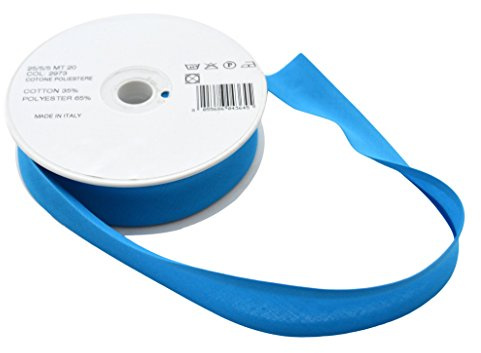 Inastri Schrägband Rolle, Polyester Baumwolle, royal blau, 20 m, 25/5/5 mm, 5-teilig
