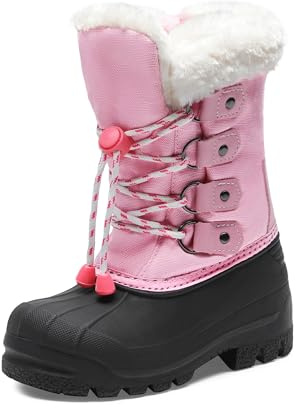 DREAM PAIRS Boys & Girls Waterproof Winter Snow Boots for Little Kid/Big Kid,Size 10 Toddler,Grey/Pink,MAPLE