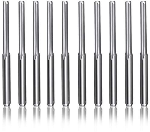 10tlg 2 Flöte Gerade Fräser, 3.175mm Wolfram Stahl Schaftfräser CNC Fräser für Holz MDF 22mm x 17mm