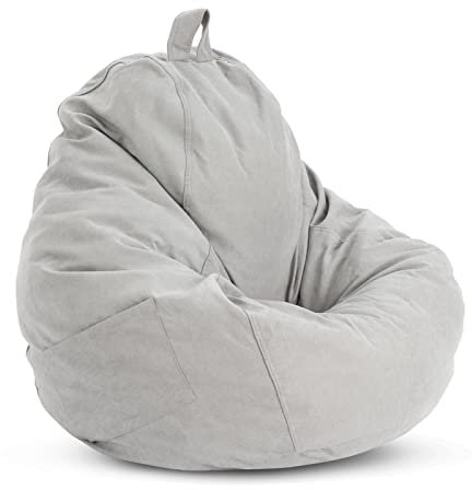 YORKING Bean Bag Chair Cover 90x110cm Teddy Storage Bean Bags Adult No Filler Lazy Sofa Seat for Adults and Kids (Gray)