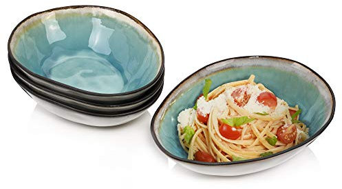 Sänger | Pastaschalen Capri aus Steingut, 4-teiliges Pasta Teller Set, Bowl Schüssel, Modernes und Einzigartiges Design | PREMIUM COLLECTION