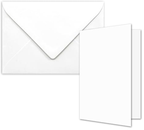 FarbenFroh by GUSTAV NEUSER 25x Faltkarten-Set DIN A7-10,5 x 7,4 cm - mit Umschlägen DIN C7 in Hochweiß (Weiß) - Kleine Doppelkarten blanko zum Selbstgestalten und Bedrucken