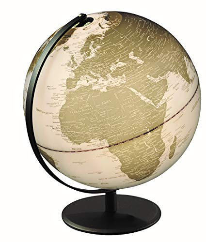 Mappamondo illuminato in finitura perlata con struttura in metallo - Diam. 25 cm