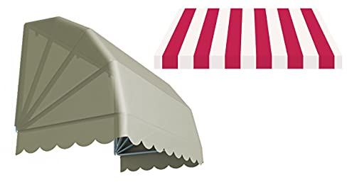 Generico Tenda da Sole a CAPPOTTINA a 4 Raggi Realizzata in Tessuto Acrilico Giovanardi, Struttura Bianca (250 x 80 cm) (bianco e rosso)