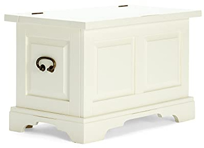 Woodkings Holztruhe Catana | Sitztruhe mit Deckel 80x50x44 cm aus Massivholz I Weiße Truhe für Flur & Wohnzimmer | Landhausstil Schuhkiste