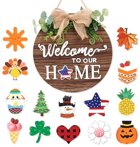 Binwat - Cartello di benvenuto intercambiabile con scritta in inglese “Welcome Home” e scritta in inglese “Welcome Home” (lingua italiana non garantita)