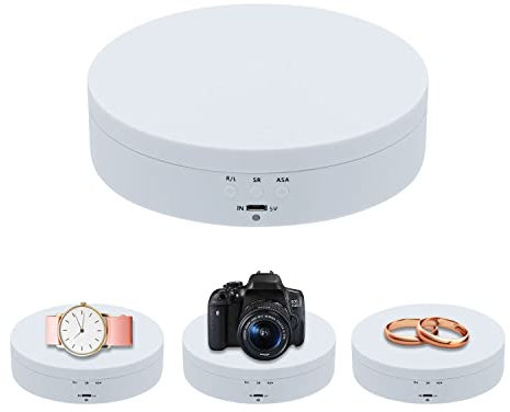 Mcbazel 360 Degree Rotating Display Stand for Photography 3 KG Load Electric Rotating Turntable Motorized Rotating Stand Display Table for Display Jewelry, Watches, Digital Products - 5.4 Inch (White)