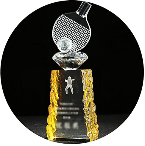 Pokale, Medaillen Auszeichnungen Kreative Tischtennis-Kristall-Trophäe Inneres Geschnitztes Trophäen-Souvenir Tischtennis-Trophäe Bei Club-Campus-Spielen Gravurtrophäe Vergibt Preise