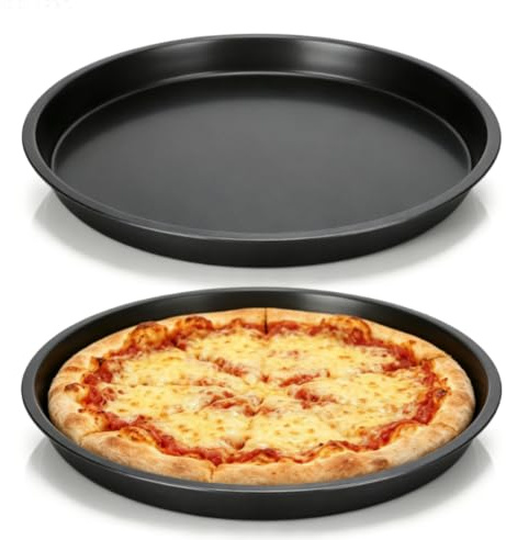 Cyrank 2pcspizza Baking Tray,10inch Pizza Pan Oven Tray, Carbon Steel Sheet Oven Pan,Round Baking Plate, Round Pizza Tray,Microwave Chip Pan Dish Plate Metal Pizza Baking Pan
