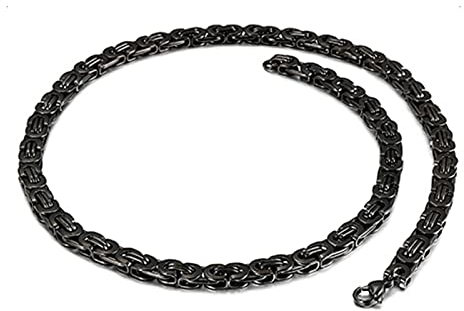 Edelstahl Byzantine Königskette 50 cm, Halskette Männer Schwarz Herren Metallkette Hals Breit 10MM Kette Edelstahl Schmuck