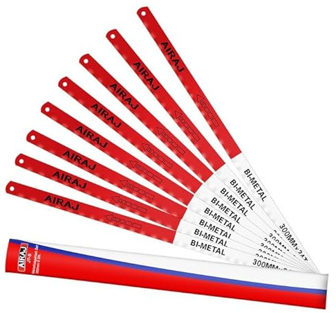 AIRAJ Juego de 8 hojas de sierra para metales | 300 mm x 24TPI | Hojas de sierra bimetálicas resistentes a la abrasión | Corte de tubos de acero, plástico, madera y cobre