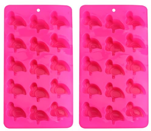 EXCEART Silikon Kuchenform Flamingo Design 2 Stück Flexible Antihaft Backform Für Diy Desserts Schokolade Seife Eiswürfel Hitzebeständig -40 Bis 230 °C Spülmaschinenfest