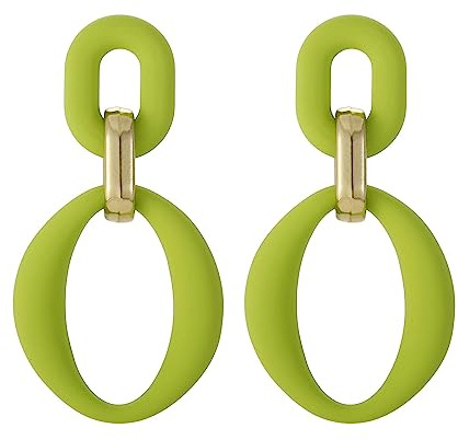 SIXDUTON Neon Ohrringe Damen Statement Ohrringe Bunt Ovale Creolen | Groß Acryl Ohrringe 80er Jahre Modisch 90er Ohrringe Modeschmuck Geschenk für Party Kostümzubehör Karneval Mottoparty