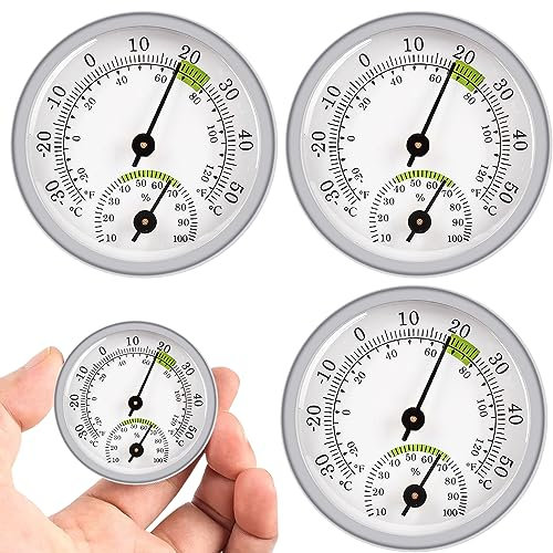 Termometro Igrometro Argento 3 Pezzi: Nizirioo Termoigrometro Professionale, Temperatura di Misurazione per esterno, Misuratore di Temperatura, Termometro e Igrometro Senza Fili per Interni ed Esterni