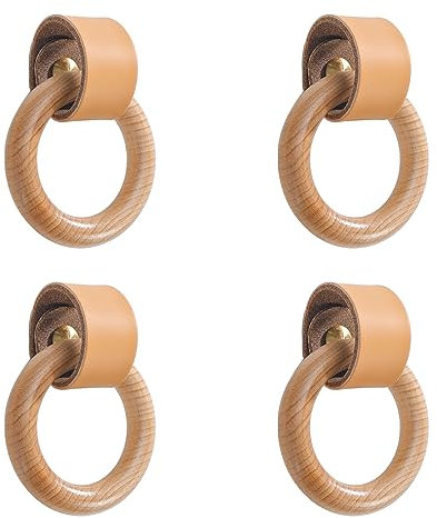 Ledergriffe für Möbel 4 Stück Griff Möbelknöpfe Leder Schubladenknöpfe Schrankgriffe Türgriffe für Kleiderschrank Küchenschränke Kommode,mit Schrauben (Khaki)