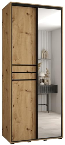 ABIKSMEBLE Armoire Porte Coulissante Miroir Davos 11 - Dressing Adulte - Penderie Vêtement - Garde Robe - Placard - Armoire 3 Portes - Closet