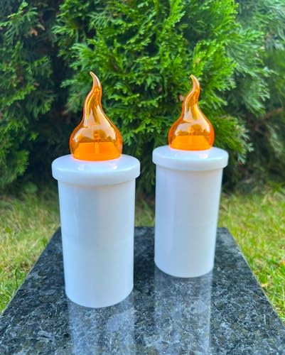 Kerzen x 2 Grabkerzen Grablicht 16 cm. H Grabdekoration KERZEN FÜR GRABLAMPEN UND LATEREN ! 3D Effekt - Elegant und Sicher!