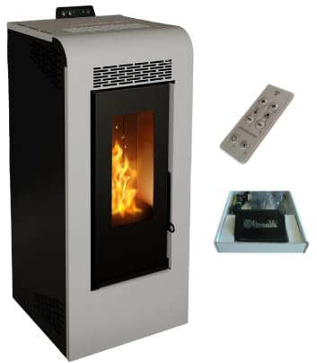 Stufa a Pellet Ventilata Giulia 10 Bianca 10,26 KW 4 Stelle 100 m2 riscaldabili (Stufa + Modulo Wifi + Telecomando)