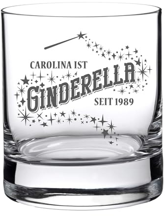 AMAVEL Gin Glas mit Gravur, Ginderella Ginglas, Personalisiertes Glas mit Name und Jahreszahl, Trinkglas, Gravierte Gingläser, Gin Gläser, Gin Geschenke, Gläser mit Gravur, Gin Geschenk, 320 ml