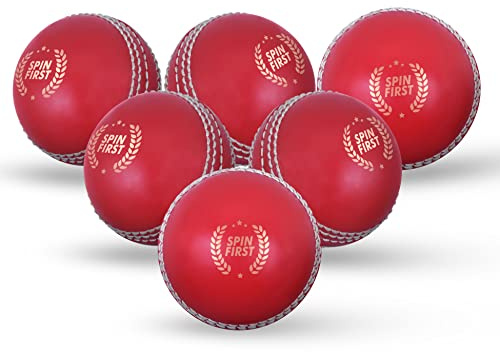 ADS SPORTS Mjuka cricketbollar för träning och utmärkt träning och färdigheter cricketbollar för alla åldrar spelare senior och junior (senor, röd)