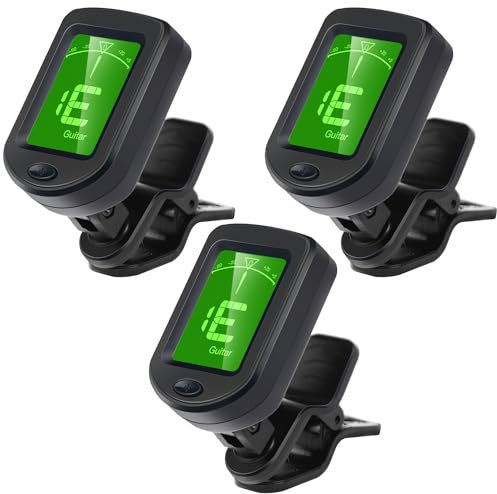 SNHOHIAK Guitar Tuner Clip on Tuner for Ukulele, Guitar, Bass, Mandolin (3PACK)