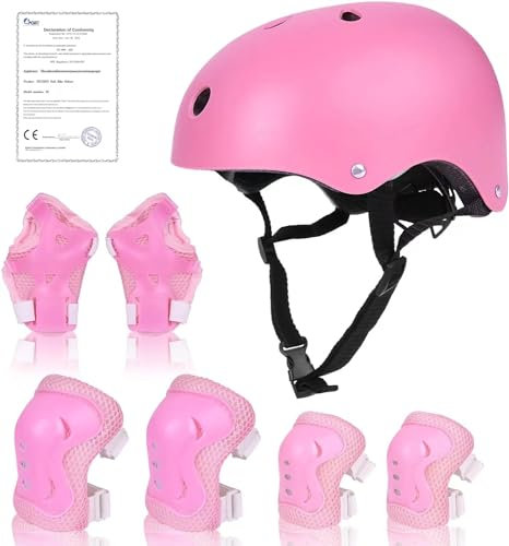 YECHISY Kinder-Fahrradhelm mit Knie-und Ellenbogenschützern, Handgelenkschützern: 7-in-1 Verstellbarer Helm-Schutzausrüstungsset für Kleinkinder für Jungen Mädchen im Alter von 3-14 Jahren(CE Tested)