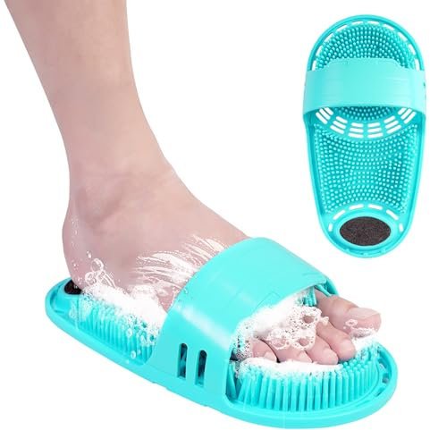 HoYLluDLL Silicone Foot Scrubber for Shower, Foot Massager Mat with Non-Slip Suction Cups, Large Bath & Shower Scrubber Mat (Green)