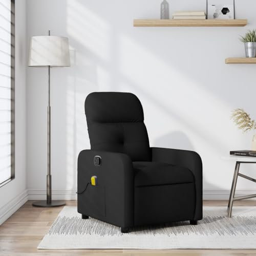 Homgoday Massagesessel Relaxsessel Fernsehsessel Ruhesessel mit Liegefunktion Liegesessel Verstellbare Rückenlehne TV Sessel, für Wohnzimmer Schwarz Stoff