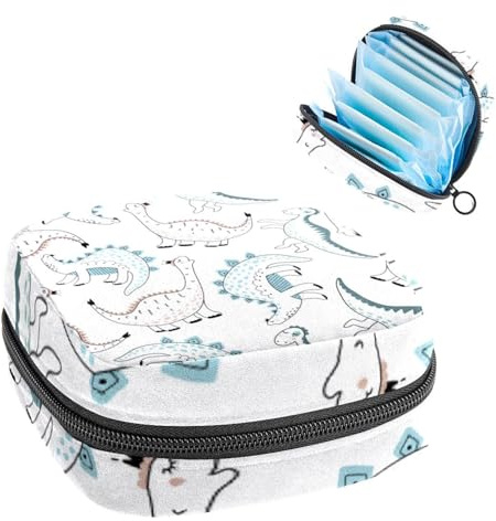 Damenbinden Aufbewahrungsbeutel für Frauen, große Kapazität, Menstruationspad-Tasche, niedliche Dinosaurier, Menstruationstaschen, Tampon-Sammelhalter, Geldbörse